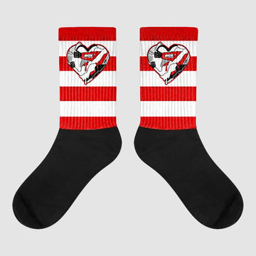 Jordan 4 Retro Red Cement DopeSkill Sublimated Socks Horizontal Stripes Graphic Streetwear