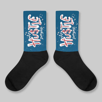French Blue 12s DopeSkill Sublimated Sock Hustle Graphic