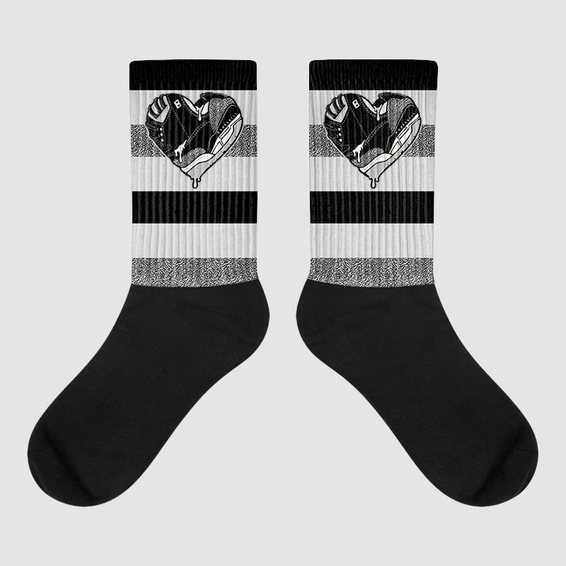 Jordan 3 “Off Noir” DopeSkill Sublimated Socks Horizontal Stripes Graphic Streetwear