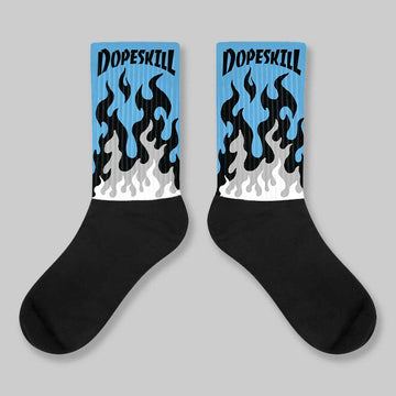 University Blue 14s DopeSkill Sublimated Sock FIRE Graphic