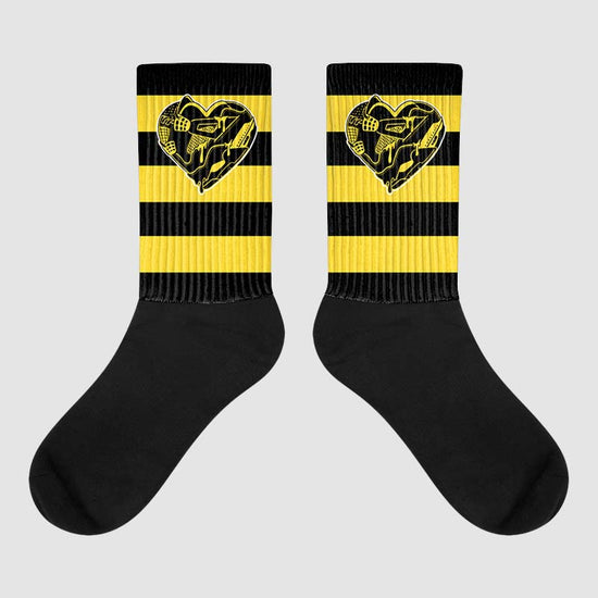 Jordan 4 Tour Yellow Thunder DopeSkill Sublimated Socks Horizontal Stripes Graphic Streetwear