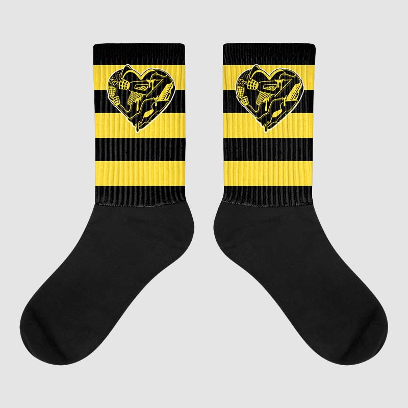 Jordan 4 Tour Yellow Thunder DopeSkill Sublimated Socks Horizontal Stripes Graphic Streetwear