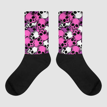 Jordan 4 GS “Hyper Violet” DopeSkill Sublimated Socks Drawn Skulls Graphic Streetwear