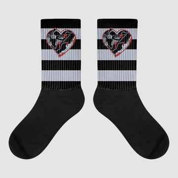 Bred Reimagined 4s DopeSkill Sublimated Socks Horizontal Stripes Graphic