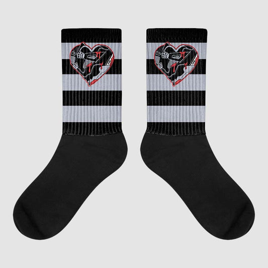 Bred Reimagined 4s DopeSkill Sublimated Socks Horizontal Stripes Graphic