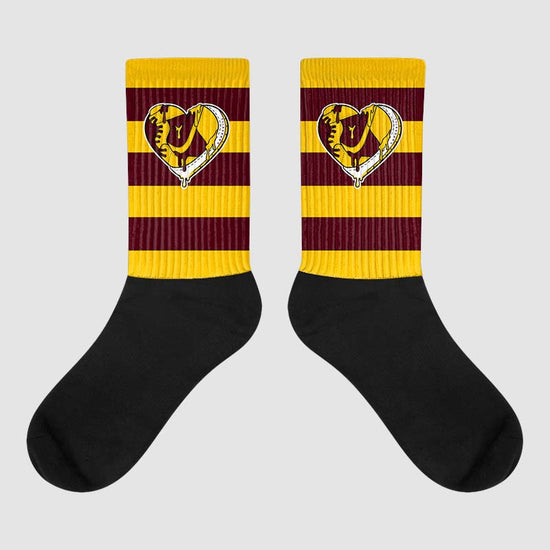 Dunk Yellow Bordeaux DopeSkill Sublimated Socks Horizontal Stripes Graphic Streetwear