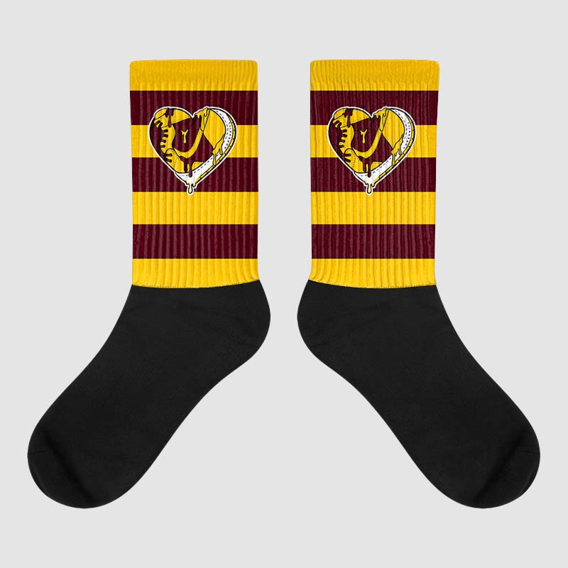 Dunk Yellow Bordeaux DopeSkill Sublimated Socks Horizontal Stripes Graphic Streetwear