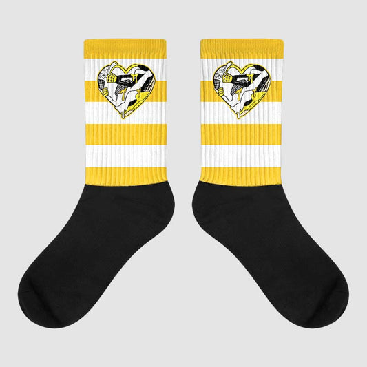 Jordan 4 Retro “Vivid Sulfur” DopeSkill Sublimated Socks Horizontal Stripes Graphic Streetwear