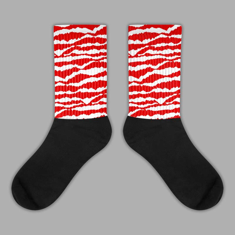 Jordan 4 Retro Red Cement DopeSkill Sublimated Socks Abstract Tiger Graphic Streetwear