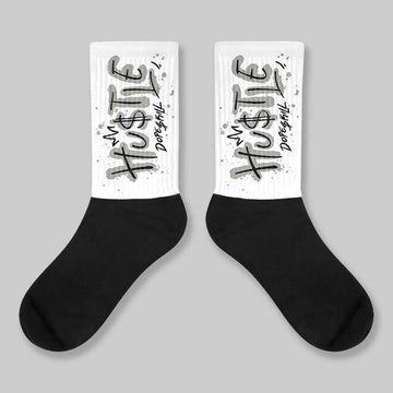 White Metallic 5s DopeSkill Sublimated Socks Hustle Graphic