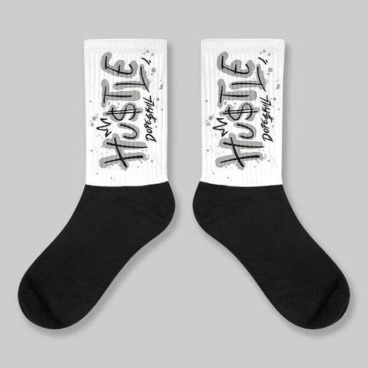White Metallic 5s DopeSkill Sublimated Socks Hustle Graphic