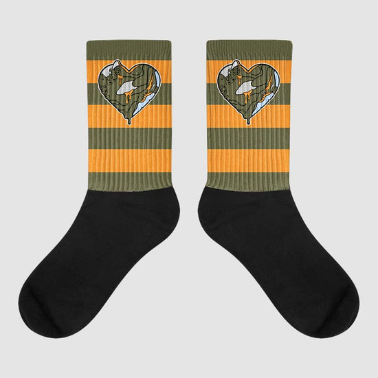 Jordan 5 “Olive” DopeSkill Sublimated Socks Horizontal Stripes Graphic Streetwear 