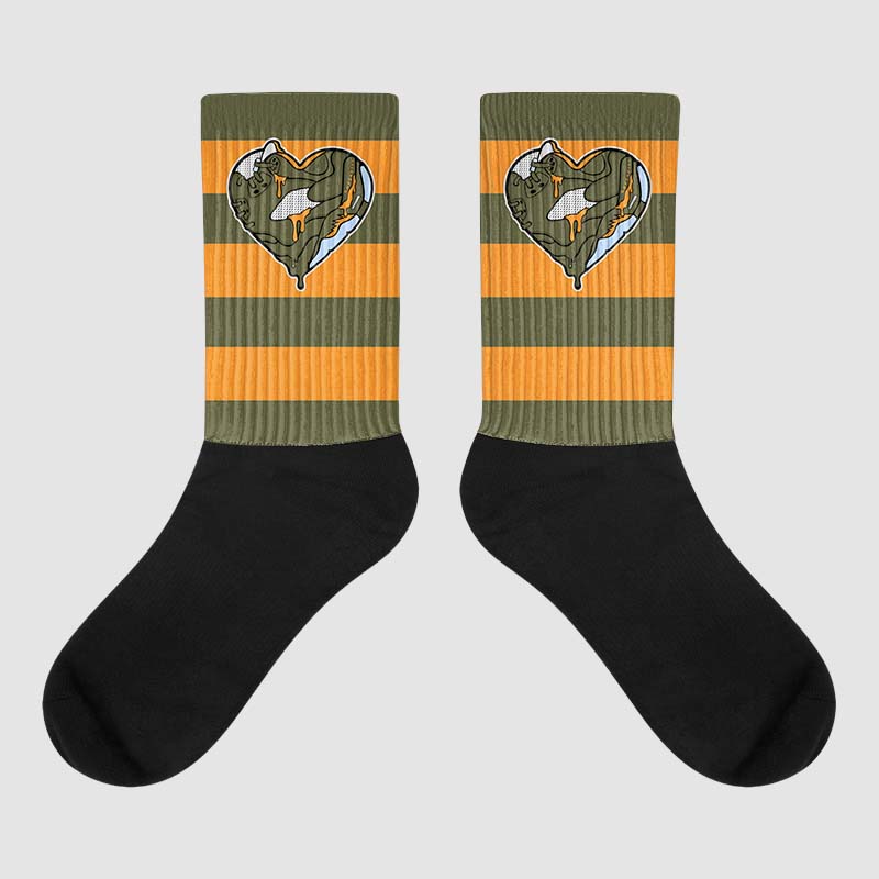 Jordan 5 “Olive” DopeSkill Sublimated Socks Horizontal Stripes Graphic Streetwear 