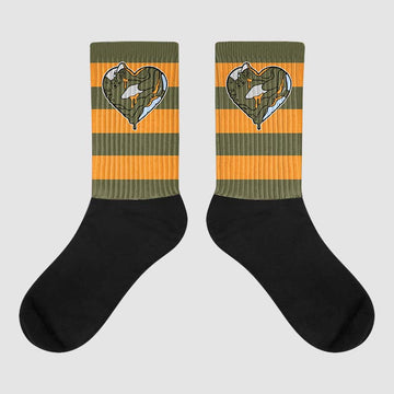 Jordan 5 “Olive” DopeSkill Sublimated Socks Horizontal Stripes Graphic Streetwear 