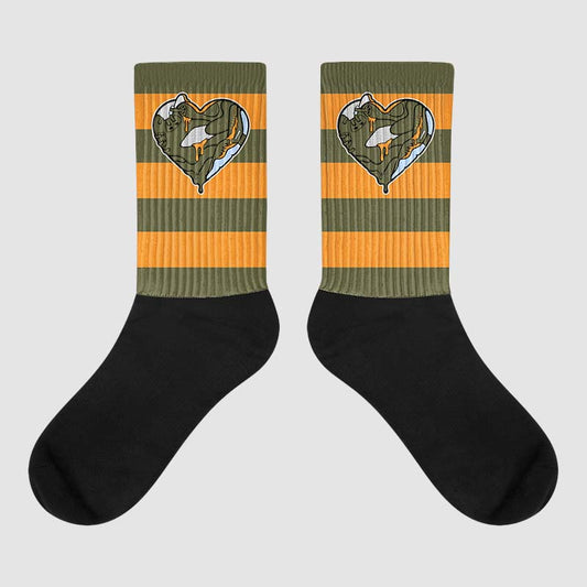 Jordan 5 “Olive” DopeSkill Sublimated Socks Horizontal Stripes Graphic Streetwear 