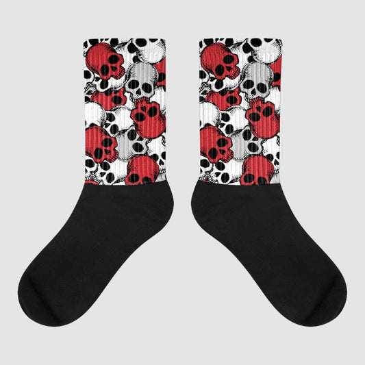 Jordan 12 “Red Taxi” DopeSkill Sublimated Socks Drawn Skulls Graphic Streetwear