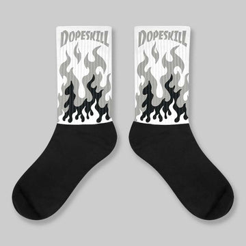 White Metallic 5s DopeSkill Sublimated Socks FIRE Graphic