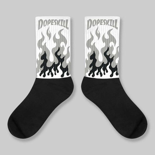 White Metallic 5s DopeSkill Sublimated Socks FIRE Graphic