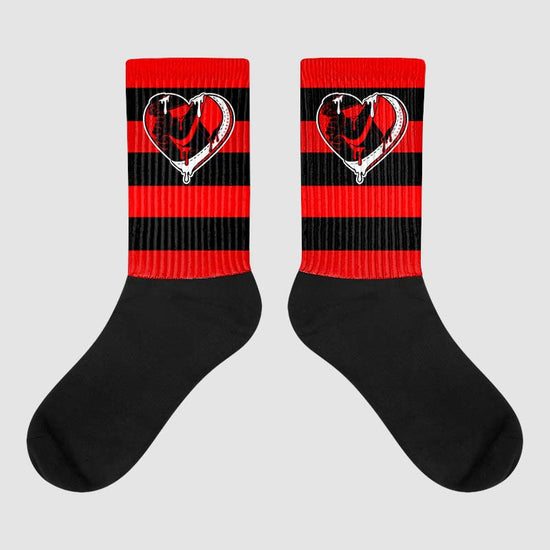 Jordan 1 Retro High OG "Satin Bred" DopeSkill Sublimated Socks Horizontal Stripes Graphic Streetwear