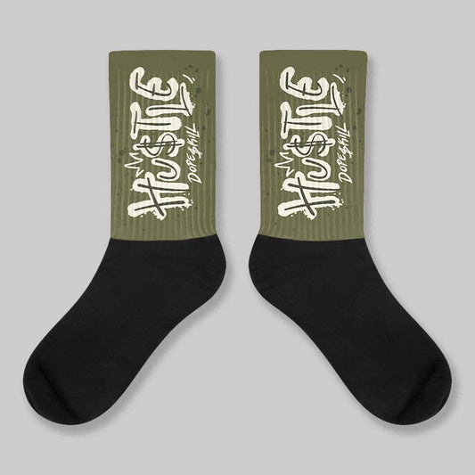 Medium Olive 3s DopeSkill Sublimated Sock Hustle Graphic
