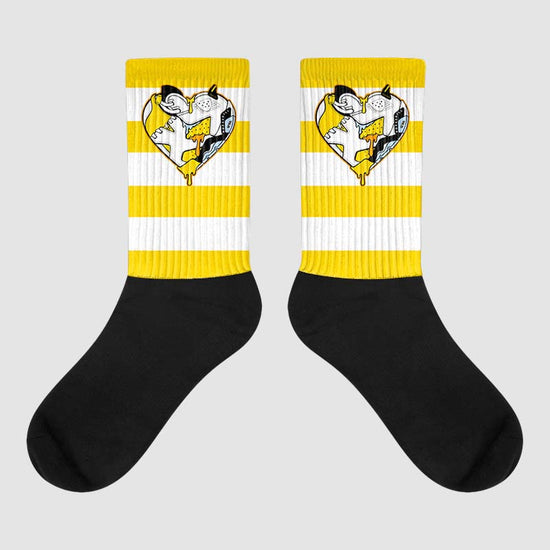 Jordan 6 “Yellow Ochre” DopeSkill Sublimated Socks Horizontal Stripes Graphic Streetwear