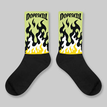 Luminous Green 5s DopeSkill Sublimated Sock FIRE Graphic