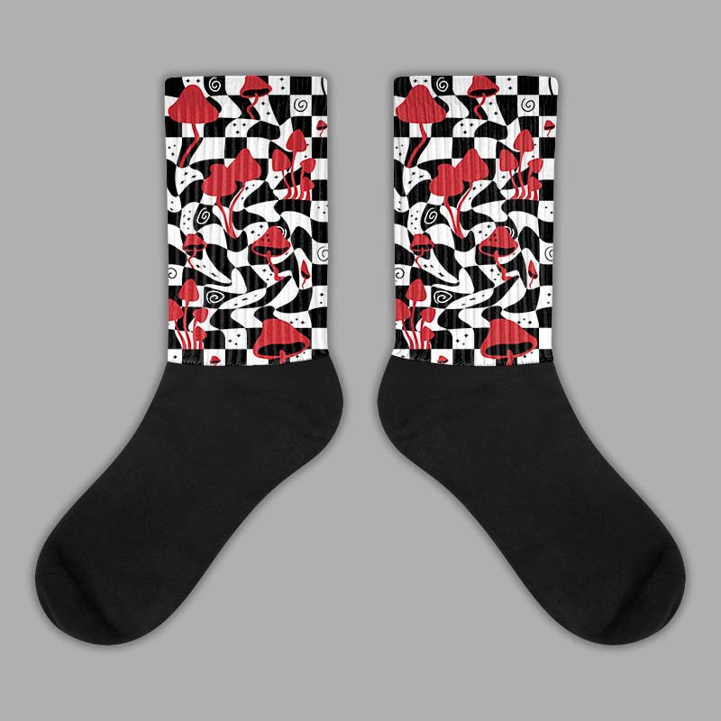 Jordan 12 “Red Taxi” DopeSkill Sublimated Socks Mushroom Graphic Streetwear