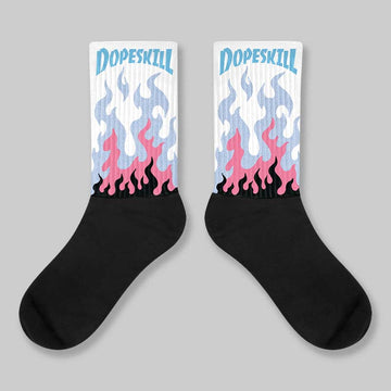 Denim Pink Glow 3s DopeSkill Sublimated Sock FIRE Graphic