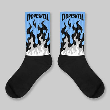 Black University Blue 5s DopeSkill Sublimated Socks FIRE Graphic