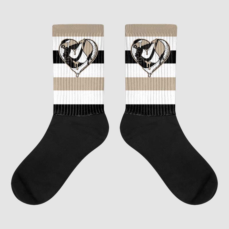 Jordan 1 High OG “Latte” DopeSkill Sublimated Socks Horizontal Stripes Graphic Streetwear