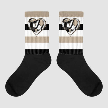 Jordan 1 High OG “Latte” DopeSkill Sublimated Socks Horizontal Stripes Graphic Streetwear