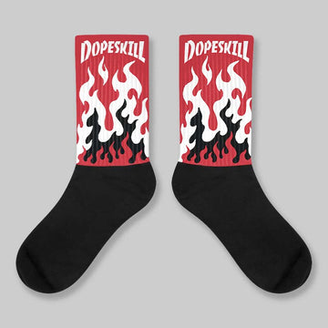 Fire Red “Black Tongue” 5s DopeSkill Sublimated Sock FIRE Graphic