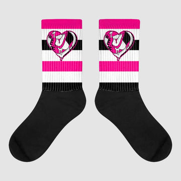 Jordan 1 Low GS “Fierce Pink” Dopeskill Sublimated Socks Horizontal Stripes Graphic Streetwear