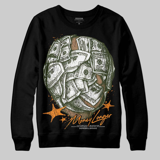 Olive Sneakers DopeSkill Sweatshirt Money Longer Graphic Streetwear - Black
