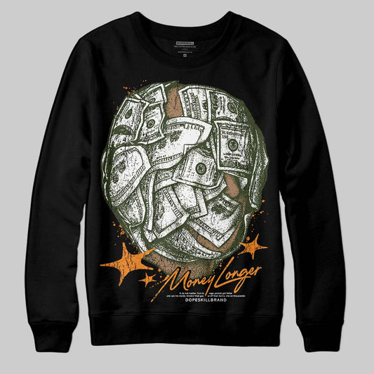 Olive Sneakers DopeSkill Sweatshirt Money Longer Graphic Streetwear - Black