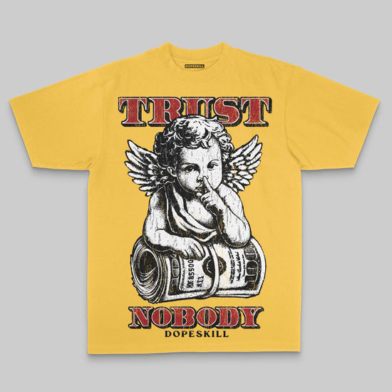 Yellow Oversize Print Trust Nobody DopeSkill Graphic Premium T-shirt Streetwear - Mustard
