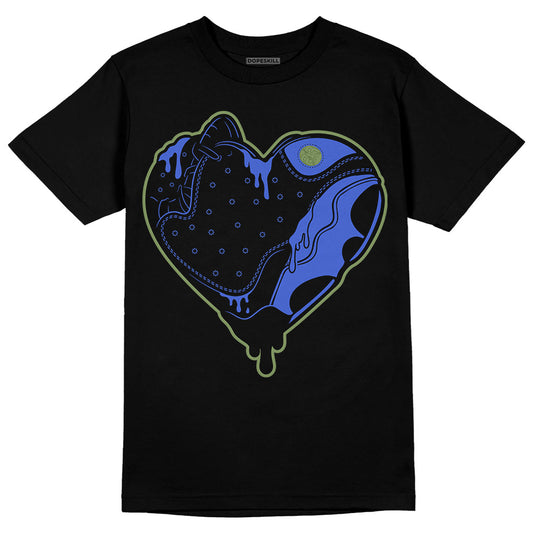 AJ 13 Retro Black Hyper Royal DopeSkill T-Shirt Heart AJ 13 Graphic