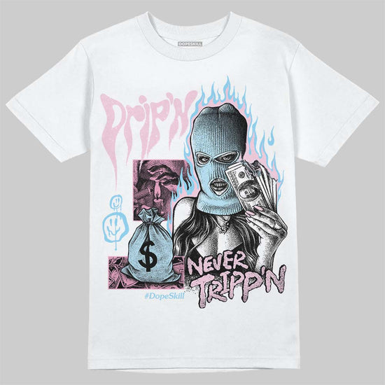 Jordan 1 Low SE Paw Print Pink Foam DopeSkill T-Shirt Drip'n Never Tripp'n Graphic Streetwear - White