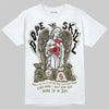 Travis Scott x Jordan 1 Medium Olive DopeSkill T-Shirt Angels Graphic Streetwear - White 