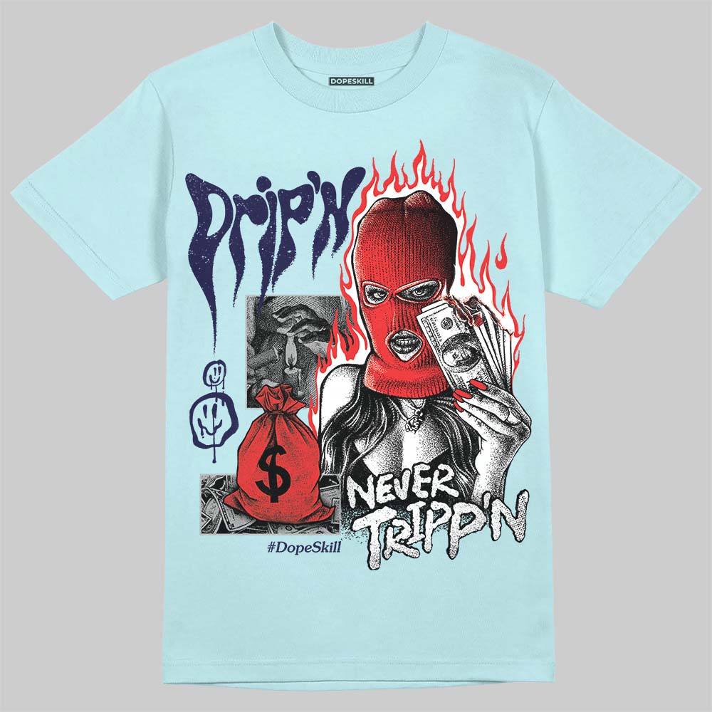 Dunk Low GS “Glacier Blue” DopeSkill Chambray T-shirt Drip'n Never Tripp'n Graphic Streetwear