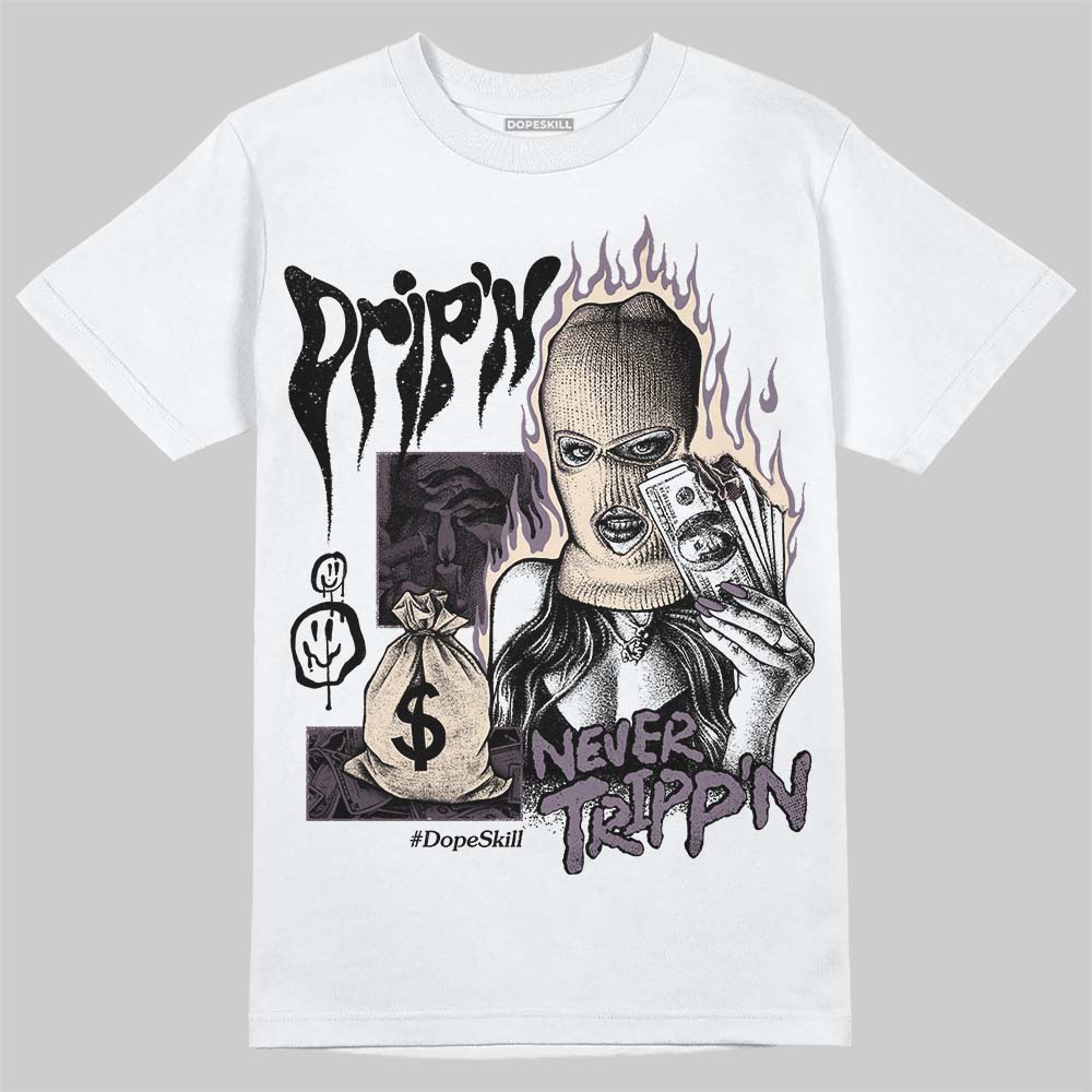 A Ma Maniére x Air Jordan 3 Black Violet Ore DopeSkill T-shirt Drip'n Never Tripp'n Graphic Streetwear - White