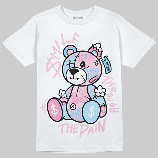 Jordan 1 Low SE Paw Print Pink Foam DopeSkill T-Shirt Smile Through The Pain Graphic Streetwear - White