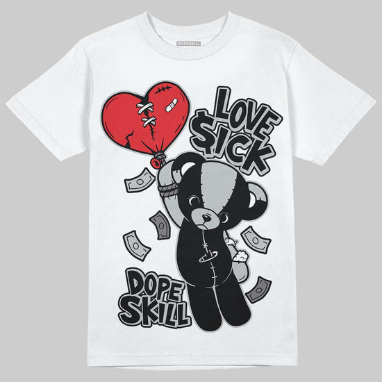 Jordan 12 Black Wolf Grey DopeSkill T-Shirt Love Sick Graphic Streetwear - White