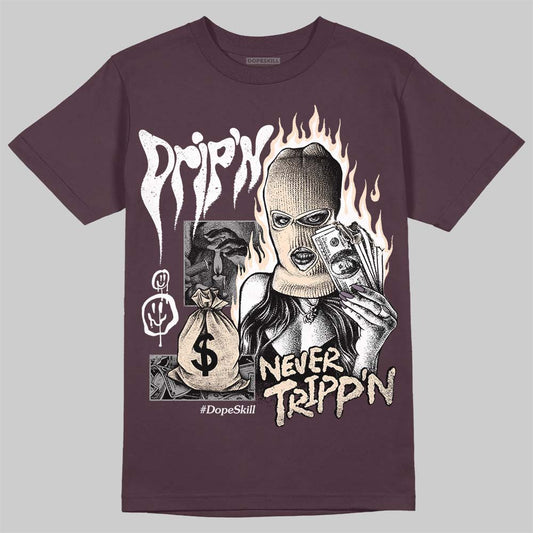 A Ma Maniére x Air Jordan 3 Black Violet Ore DopeSkill Maroon T-shirt Drip'n Never Tripp'n Graphic Streetwear