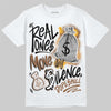 Jordan 1 High OG Black Metallic Gold DopeSkill T-Shirt Real Ones Move In Silence Graphic Streetwear - White 