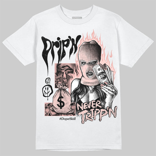 Lanvin Leather Curb Glitter Pale Pink DopeSkill T-Shirt Drip'n Never Tripp'n Graphic Streetwear  - White