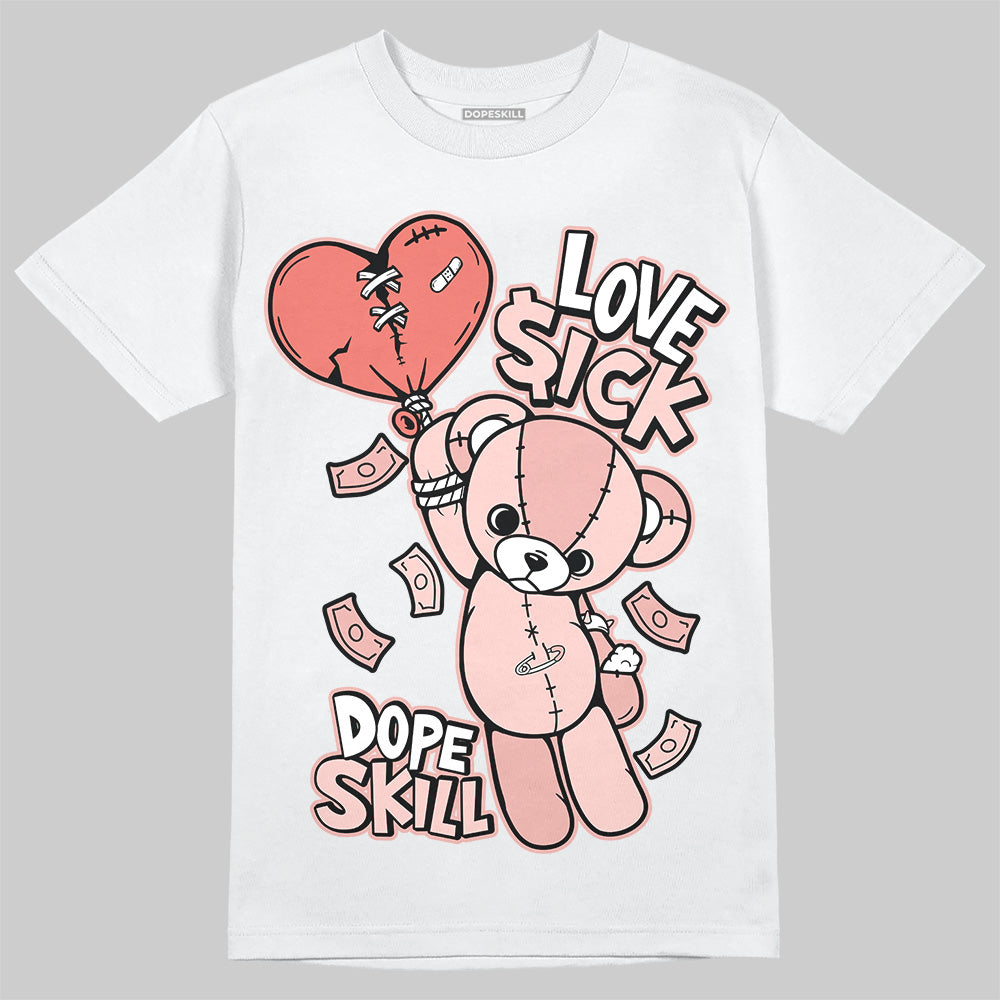 Lanvin Leather Curb Glitter Pale Pink DopeSkill T-Shirt Love Sick Graphic Streetwear  - White 