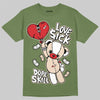 Travis Scott x Jordan 1 Medium Olive DopeSkill  Olive T-shirt Love Sick Graphic Streetwear