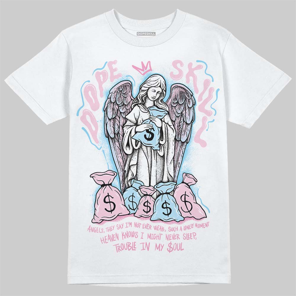 Jordan 1 Low SE Paw Print Pink Foam DopeSkill T-Shirt Angels Graphic Streetwear - White 