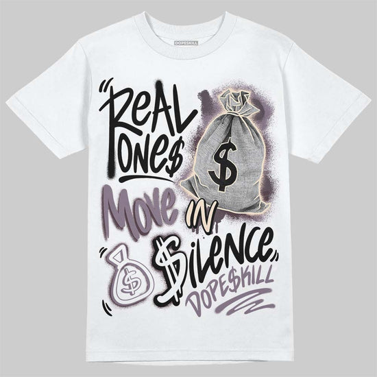 A Ma Maniére x Air Jordan 3 Black Violet Ore DopeSkill T-shirt Real Ones Move In Silence Graphic Streetwear - White 